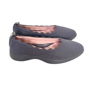 Taryn Rose Dasha Ballet Flats Women's Charcoal Knit Scalloped Comfort Shoes 5.5